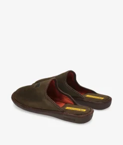 Zapatillas de casa Nordikas236/F en serraje kaki