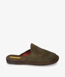 Zapatillas de casa Nordikas236/F en serraje kaki