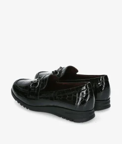 Zapatos planos Blanco y negro 20201 en charol negro