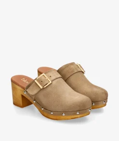 Zuecos bloom&you KATY en serraje taupe